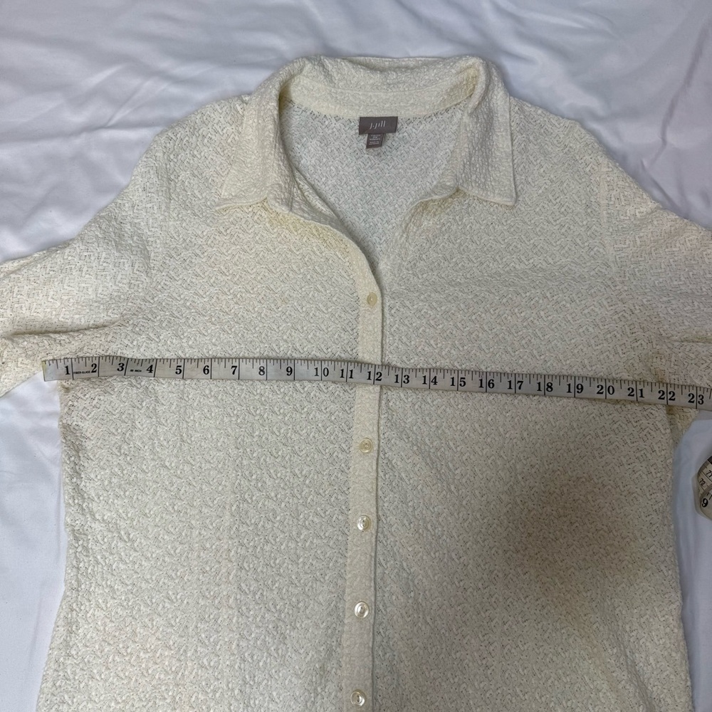 J. Jill stretch ivory crochet lace button down long sleeve blouse - Picture 10 of 16